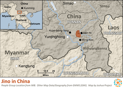 Map of Jinuo in China
