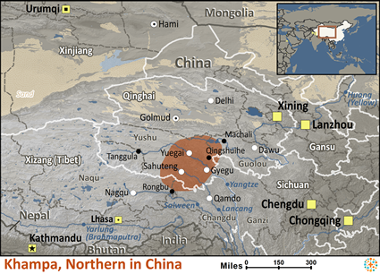 Map of Khampa, Northern in China