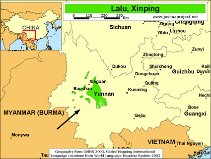 Map of Lalu, Xinping in China