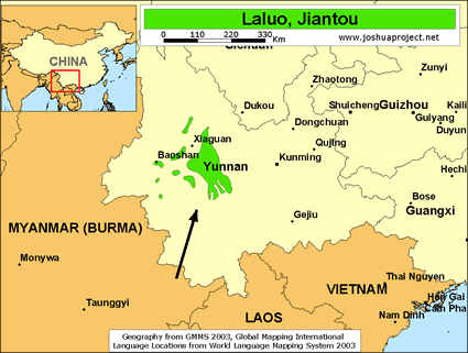 Map of Laluo, Jiantou in China