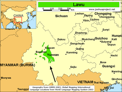 Map of Lawu in China