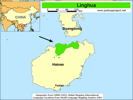 Map of Lingao in China