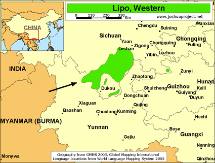 Map of Lipo, Western in China
