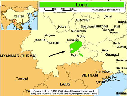 Map of Long in China