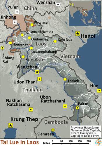 Map of Tai Lue in Laos