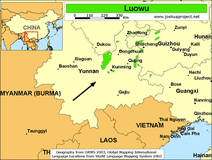 Map of Luowu in China