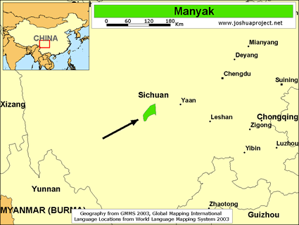Map of Manyak in China