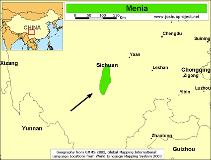 Map of Menia in China