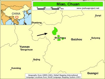 Map of Miao, Chuan in China