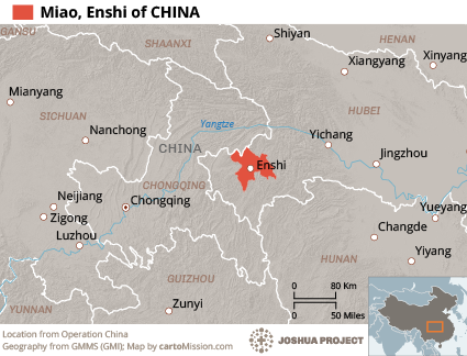 Map of Miao, Enshi in China