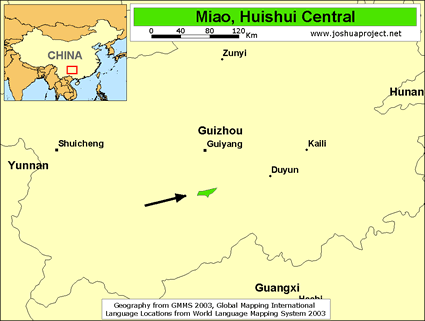 Map of Miao, Huishui Central in China
