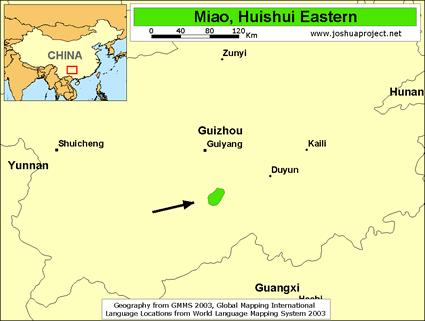 Map of Miao, Huishui Eastern in China