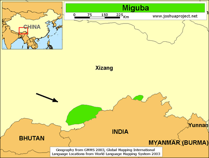 Map of Miguba in China