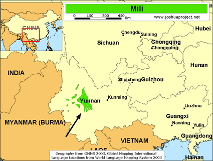 Map of Mili in China
