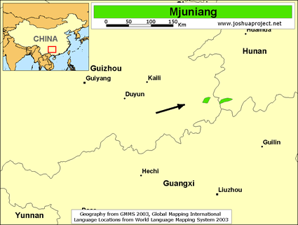Map of Mjuniang in China