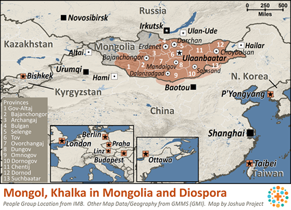 Map of Mongol, Khalka in Mongolia