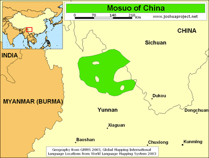 Map of Mosuo in China