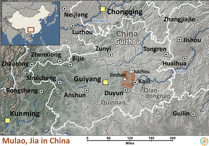 Map of Mulao Jia in China