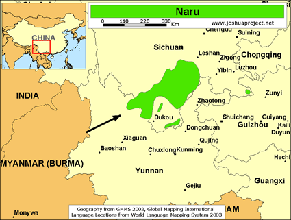 Map of Naru in China