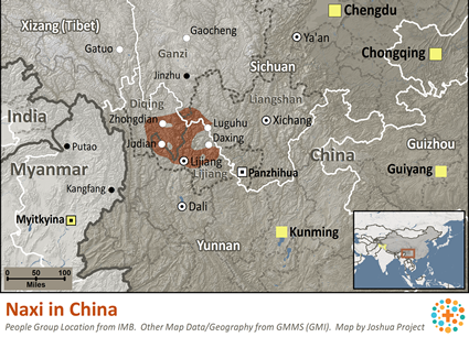 Map of Naxi in China