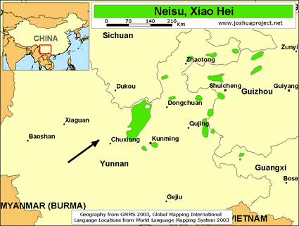 Map of Neisu, Xiao Hei in China