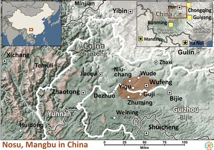 Map of Nosu, Mangbu in China