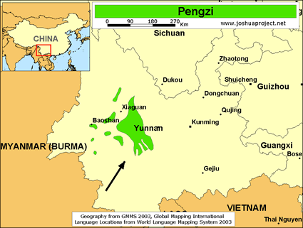 Map of Pengzi in China
