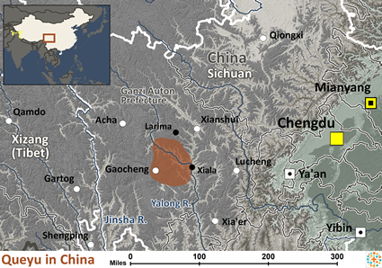 Map of Queyu in China