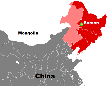 Map of Saman in China