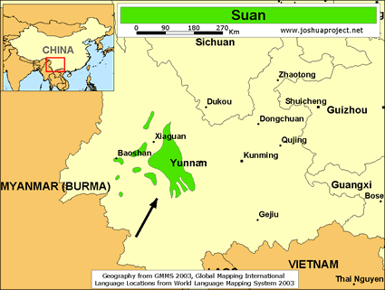 Map of Suan in China