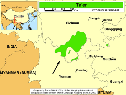 Map of Ta'er in China