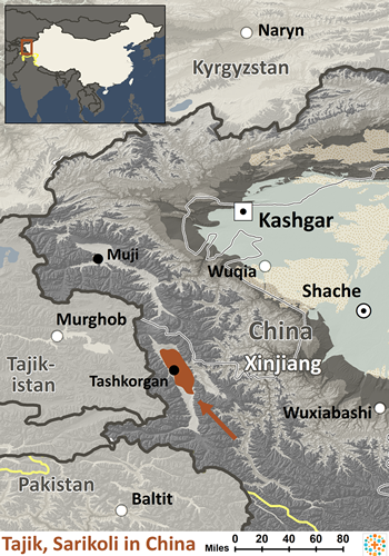 Map of Tajik, Sarikoli in China
