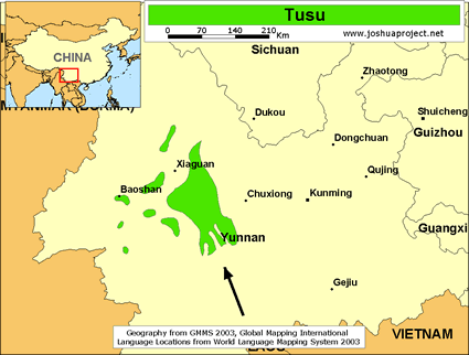 Map of Tusu in China