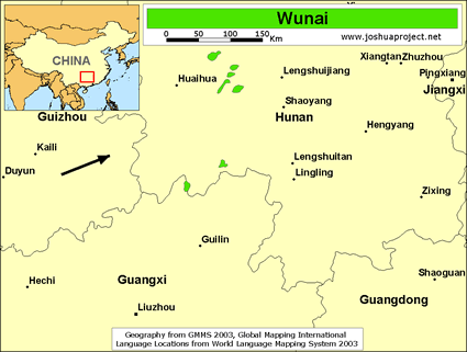Map of Wunai in China
