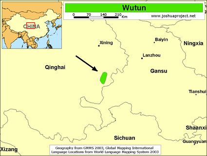 Map of Wutun in China