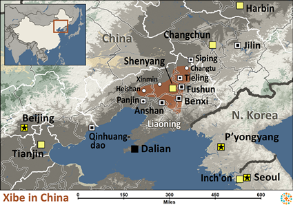Map of Xibe in China