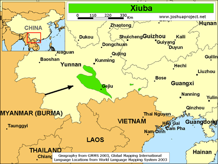 Map of Xiuba in China