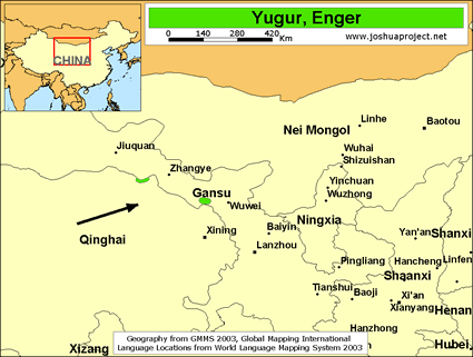 Map of Yugur, Enger in China