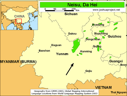 Map of Neisu, Da Hei in China