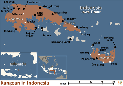 Map of Kangean in Indonesia