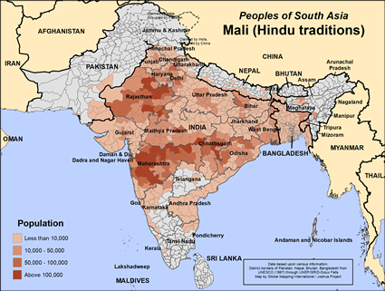 Map of Mali (Hindu traditions) in Pakistan