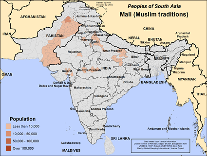 Map of Mali (Muslim traditions) in India