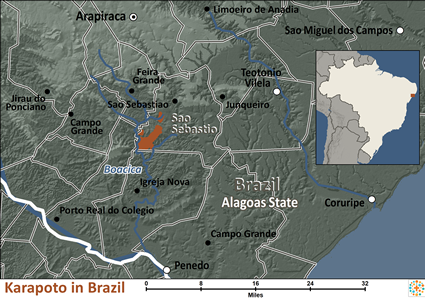 Map of Karapoto in Brazil