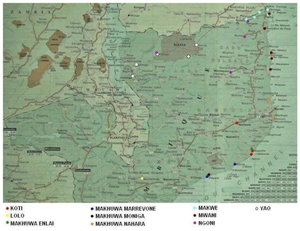 Map of Lolo in Mozambique