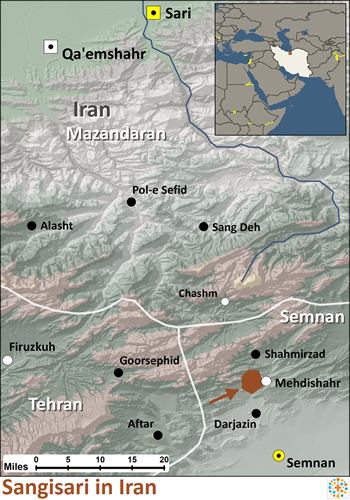 Map of Sangisari in Iran
