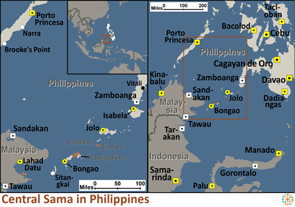 Map of Sama, Central in Philippines