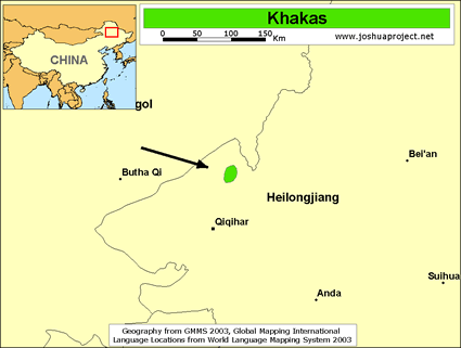 Map of Tatar, Khakass in China