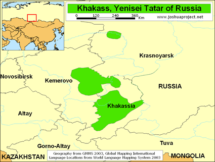 Map of Tatar, Khakass in Russia
