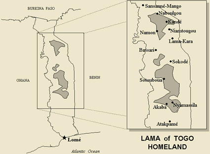 Map of Lama in Togo