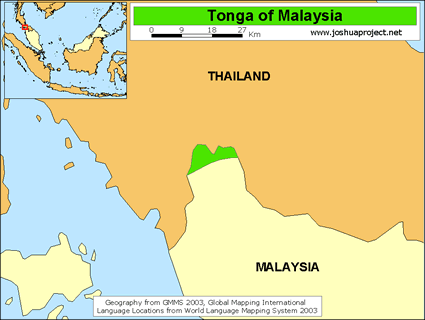 Map of Tonga, Ten'edn in Malaysia